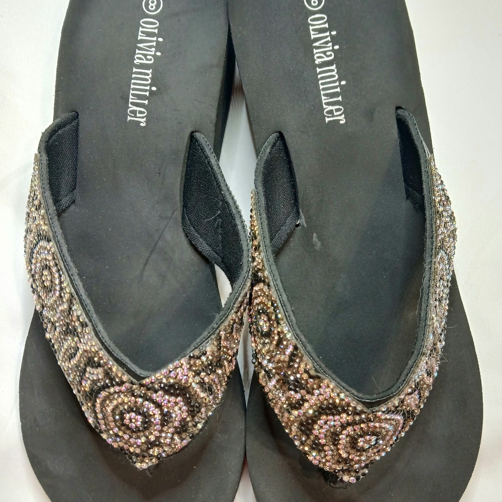 Olivia Miller Black Beaded Women's Sandals